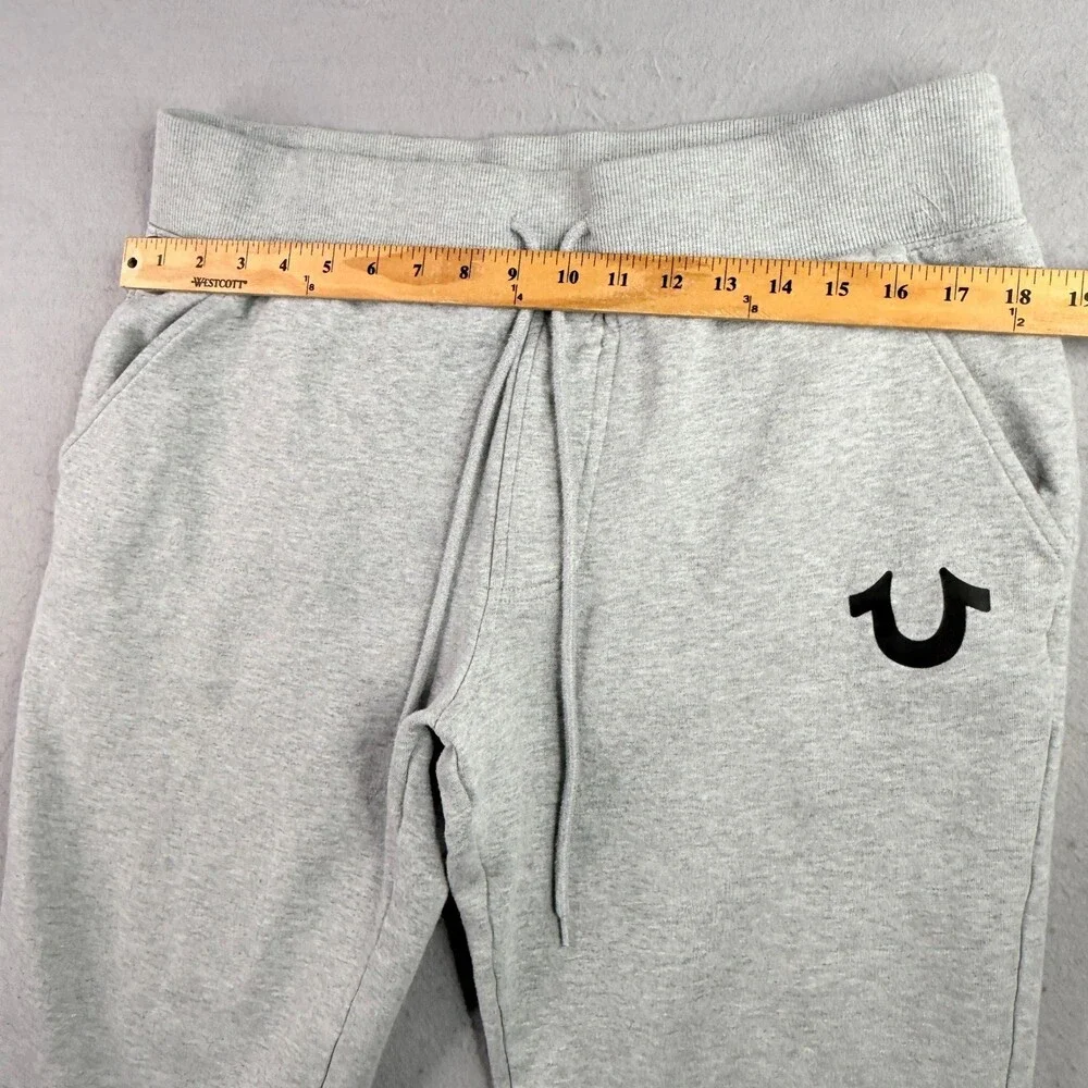 True Religion Sweatpants Mens Large Gray Horseshoe Logo Drawstring Jogger